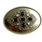 Ladies Clear & Black Rhinestones Belt Buckle Unmarked 092214