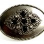 Ladies Clear & Black Rhinestones Belt Buckle Unmarked 092214
