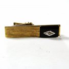 1950's -1960's 14K Gold Fillled & Black Onyx &  Diamond Tie Clasp By Anson 7815