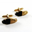 1950's - 60's Deco Goldtone & Black Cufflinks By Swank 120914