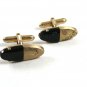 1950's - 60's Deco Goldtone & Black Cufflinks By Swank 120914
