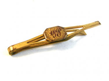 Vintage 1930's - 1950's Gold Tone Initials P. L. Tie Clasp