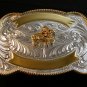 Silver & Gold 2 Tone Western Cowboy Rodeo Riding Belt Buckle by Justin