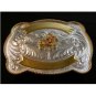 Silver & Gold 2 Tone Western Cowboy Rodeo Riding Belt Buckle by Justin