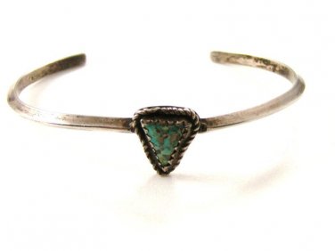 Vintage Native American Sterling & Turquoise Cuff Bracelet