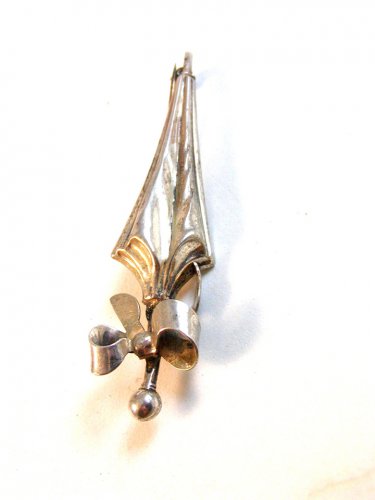 Vintage Sterling Silver Umbrella Brooch