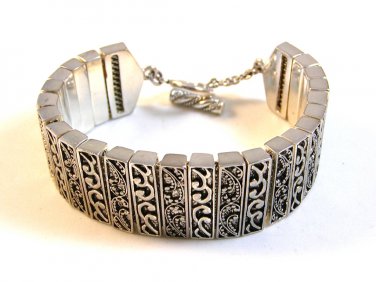 Vintage Tribal Sterling Silver Link Bracelet