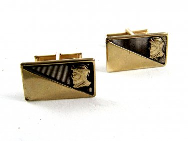 1950's - 1960's Green / Roman Warrior Head Cufflinks 72214