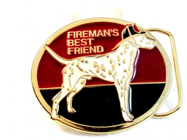 Vintage Fireman's Best Friend Enameled Belt Buckle