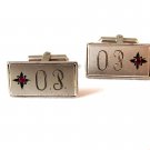 Vintage Sterling Silver & Red Engraved OP Signed BAB Cufflinks