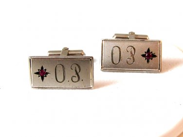 Vintage Sterling Silver & Red Engraved OP Signed BAB Cufflinks