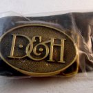Vintage 1980s Initials or Letters D & H Brass Belt Buckle by BTS
