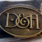 Vintage 1980s Initials or Letters D & H Brass Belt Buckle by BTS