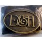 Vintage 1980s Initials or Letters D & H Brass Belt Buckle by BTS