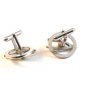 Vintage Silver Tone & Pearl Wishbone Cufflinks Signed Swank