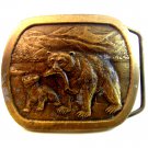 Vintage 1976 Mom & Baby Bear Belt Buckle by Indiana Metal Craft