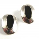 Sterling Silver & Black Onyx Pieced Earrings Signed ND
