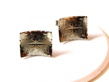Vintage Silver Tone Rectangular Cufflinks