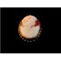 Vintage Goldtone Shell Cameo Lady Brooch Pendant 01012013dkl
