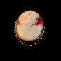 Vintage Goldtone Shell Cameo Lady Brooch Pendant 01012013dkl