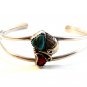 Vintage Southwest Sterling Silver & Turquoise & Coral Cuff Bracelet