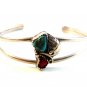 Vintage Southwest Sterling Silver & Turquoise & Coral Cuff Bracelet