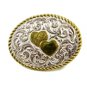 Ladies Silvertone Goldtone 2 Hearts Belt Buckle by Crumrine USA 101414