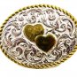 Ladies Silvertone Goldtone 2 Hearts Belt Buckle by Crumrine USA 101414