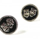 Vintage Silvertone & Black Comedy Tragedy Theatre Cufflinks Unbranded 71015