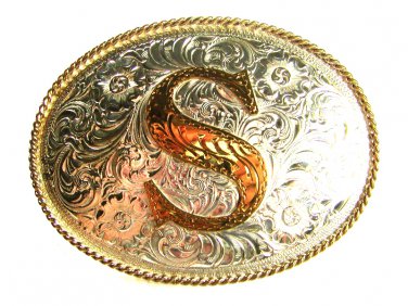 Vintage Silvertone Iitial / Letter S Belt Buckle By Award Design Medals 62915