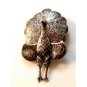 Vintage Siam Sterling Black Niello Enamel Peacock Brooch
