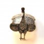Vintage Siam Sterling Black Niello Enamel Peacock Brooch