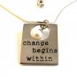 Alexa's Angels Silver Tone Change Begins Within Pearl Pendant / 18" Necklace