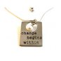 Alexa's Angels Silver Tone Change Begins Within Pearl Pendant / 18" Necklace