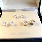 Sterling Silver & Cubic Zirconia Pierced Earrings Set of 3 MIB