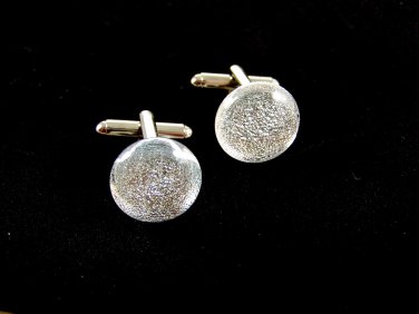 Unmarked Silvertone & White Dichoric Cufflinks 11062013yte