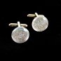 Unmarked Silvertone & White Dichoric Cufflinks 11062013yte