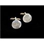 Unmarked Silvertone & White Dichoric Cufflinks 11062013yte