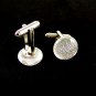 Unmarked Silvertone & White Dichoric Cufflinks 11062013yte