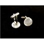 Unmarked Silvertone & White Dichoric Cufflinks 11062013yte