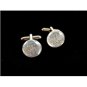 Unmarked Silvertone & White Dichoric Cufflinks 11062013yte