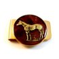 New Old Stock Golden Horse against Brown Background Money Clip