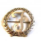 Vintage Sterling Silver Letter or Initial F in a Wreath Brooch