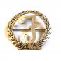 Vintage Sterling Silver Letter or Initial F in a Wreath Brooch