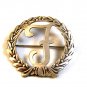 Vintage Sterling Silver Letter or Initial F in a Wreath Brooch