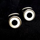 Deco White & Black Circle Cufflinks 22514
