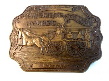 Vintage America's Hero's Fire Department Boston Belt Buckle