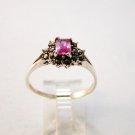Vintage Sterling Silver Pink Ice Cz Marcasites Ring
