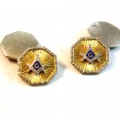 Vintage Edwardian / Deco Gold & Silver Tone Masonic Cufflinks