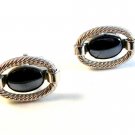 Vintage Silver Tone & Hematite Cufflinks by Hickok